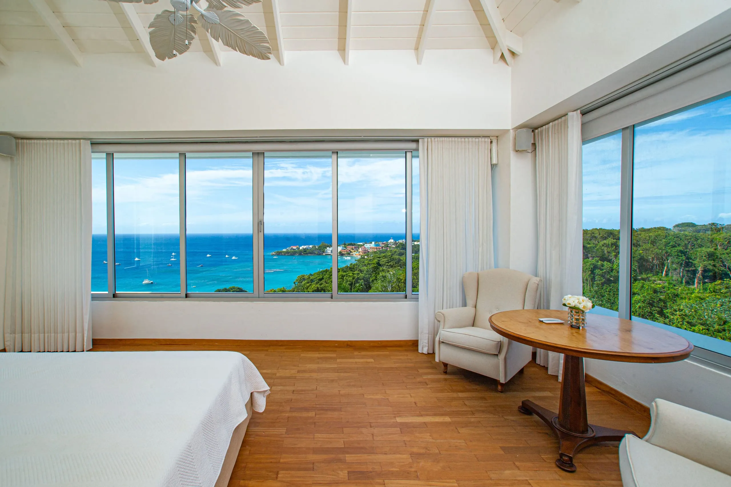 Living area with floor-to-ceiling ocean views